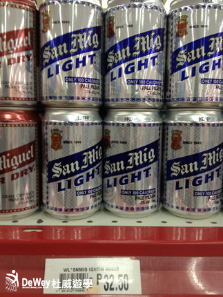 San Miguel Light 淡生力啤酒 P32.5 (約台幣 NT$23)